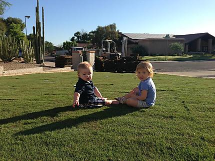 Kids Enjoying Arizona Lawn